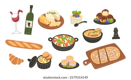 Collection of Traditional French Dishes and Pastries