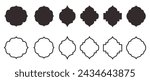 Collection of traditional Islamic window shapes. Set of Mosque Muslim frames in silhouette and outline.