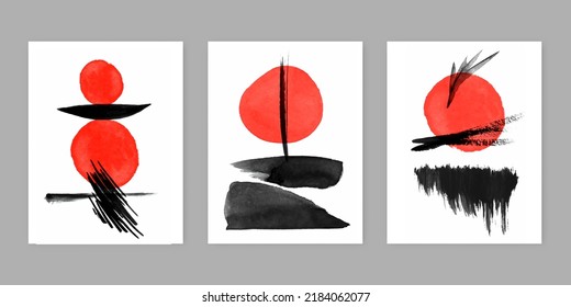 Collection of traditional Japanese themed abstract art designs