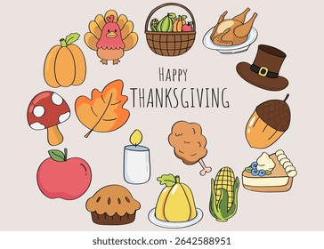 Collection of traditional thanksgiving elements