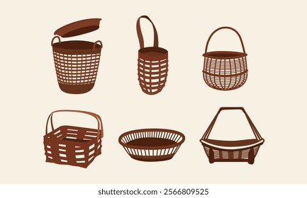 Collection of Traditional Woven Baskets in Various Shapes and Elegant Designs