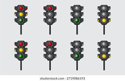 Collection of Traffic Lights in Various States