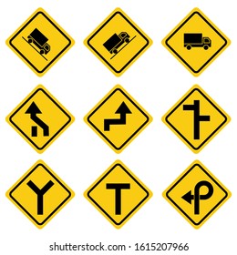 Collection of traffic signs in a flat design. Vector illustration