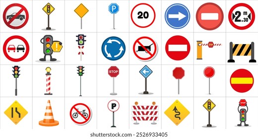 A collection of traffic signs and road signs