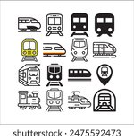Collection of Train Symbol Vector Illustration Icons