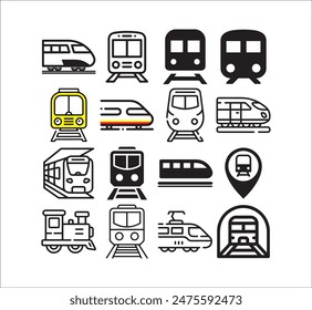 Collection of Train Symbol Vector Illustration Icons