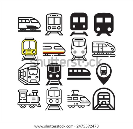 Collection of Train Symbol Vector Illustration Icons