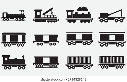 Colección de iconos de trenes y vagones