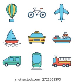 Coleção de ícone de transporte Ilustração de vetor
