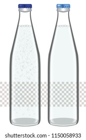 Collection transparent bottles of water. Isolated on white background.