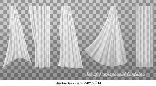 Collection of transparent curtains. Vector