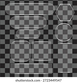 Colección de Formas geométricas transparentes sobre un fondo gris a cuadros