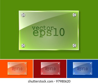 Collection of transparent glass banners design.