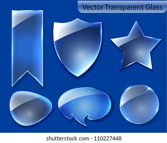 Collection of transparent glass shape design.