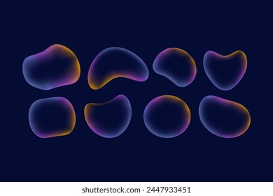 colección de líquido transparente en forma de burbuja refractiva sobre fondo oscuro. Ilustración vectorial