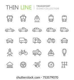 Collection of transport line icons. Vector eps8