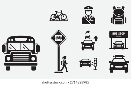 Sammlung von Verkehrs- und Pendelsymbolen