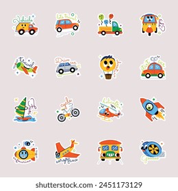 Colección de pegatinas planas de Transporte 

