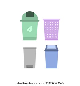 collection of trash can illustrations. various types of garbage dumps. flat cartoon design. icons and symbols. graphic elements