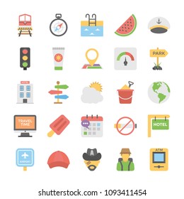 
Collection Of Travel and Holidays Colored Icons
