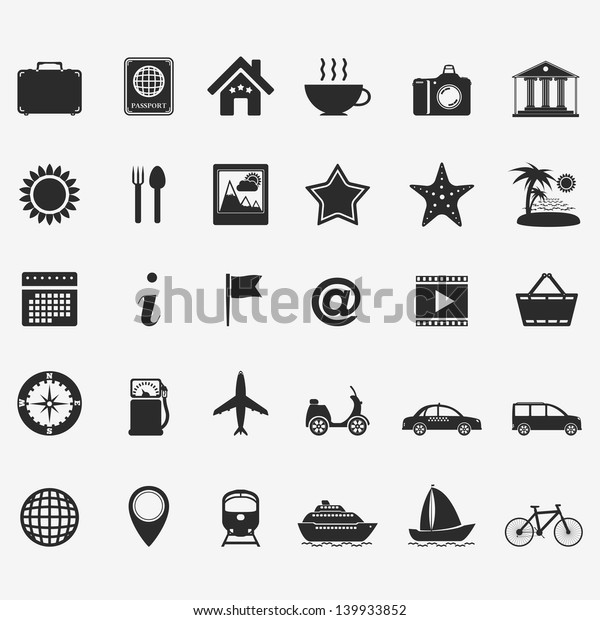 Collection of\
travel icons, vector eps10\
illustration