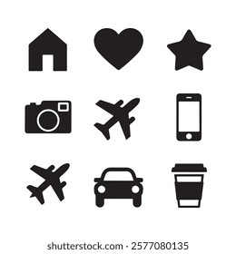 Collection of Travel and Lifestyle Icons in Flat Style