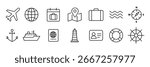 Collection of travel line icon vector. journey line icon editable stroke symbol