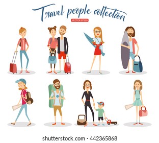 Collection travel people cartoon on white background. Vector eps 10 format.
