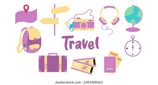 collection of travel vector illustration 