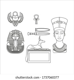 collection of treasures and objects of ancient egypt. illustration for web and mobile design.