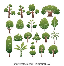Collection of Tree cartoon doodle, Hand Drawn.
