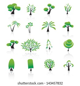 Collection of tree design elements Icons set.