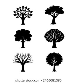 A Collection of Tree Icon Silhouettes