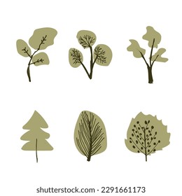 a collection of tree icons in a cartoon style