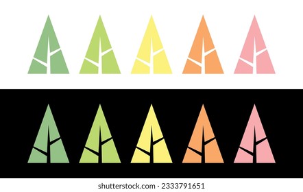 Collection of tree icons. The pictogram is a stylized silhouette of a tree. Abstract image of a tree or forest.