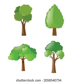 Colección de ilustraciones de árbol. Se puede usar para describir cualquier tema de la naturaleza o estilo de vida saludable.