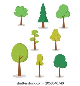Colección de ilustraciones de árbol. Se puede usar para describir cualquier tema de la naturaleza o estilo de vida saludable.