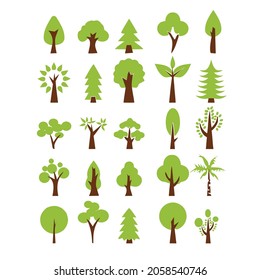 Collection of tree illustrations. Can be used to describe any nature or healthy lifestyle topic.