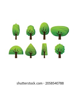 Colección de ilustraciones de árbol. Se puede usar para describir cualquier tema de la naturaleza o estilo de vida saludable.