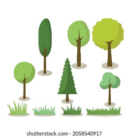 Colección de ilustraciones de árbol. Se puede usar para describir cualquier tema de la naturaleza o estilo de vida saludable.