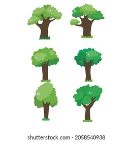Colección de ilustraciones de árbol. Se puede usar para describir cualquier tema de la naturaleza o estilo de vida saludable.