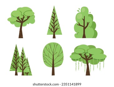 Collection of tree illustrations. It can be used to describe any natural or healthy lifestyle topic.