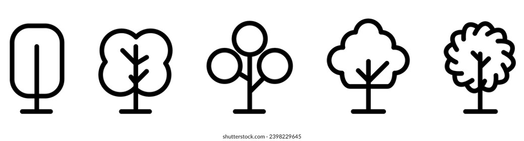 A collection of tree illustrations. It can be used to illustrate any topic of nature or a healthy lifestyle. Vector Illustration. Vector Graphic. EPS 10