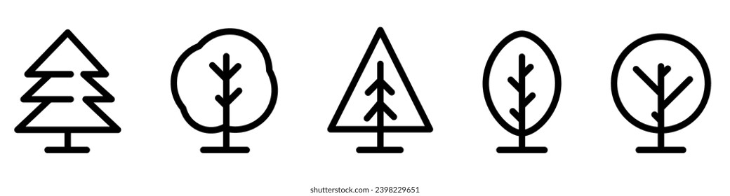 A collection of tree illustrations. It can be used to illustrate any topic of nature or a healthy lifestyle. Vector Illustration. Vector Graphic. EPS 10