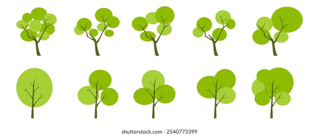 colección de ilustraciones de árbol en estilo plano. Icono de árbol simple en estilo plano. Puede ser utilizado para diseñar cubiertas de libro, tableros de información, Anuncios e iconos