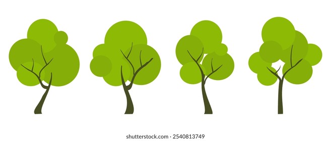 Collection of tree illustrations in flat style. simple tree icon in flat style. Can be used to design book covers, information boards, banners and icons.