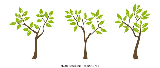 Collection of tree illustrations in flat style. simple tree icon in flat style. Can be used to design book covers, information boards, banners and icons.