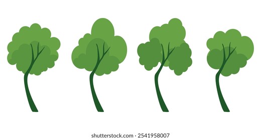 collection of tree illustrations in flat style. simple tree icon in flat style. Can be used to design book covers, information boards, banners and icons