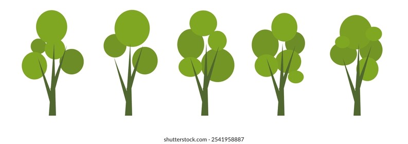 coleção de ilustrações em árvore em estilo plano. ícone de árvore simples em estilo plano. Pode ser usado para projetar capas de livros, quadros de informação, banners e ícones
