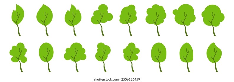 Collection of tree illustrations in flat style. simple tree icon in flat style. Can be used to design book covers, information boards, banners and icons.